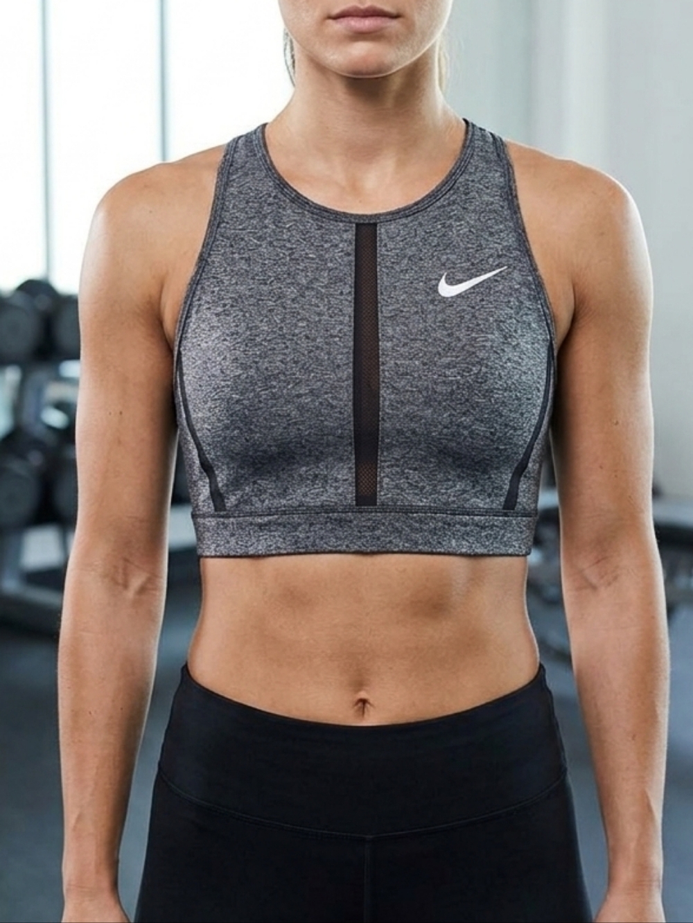 Nike Women's Grey High-Neck Sports Bra